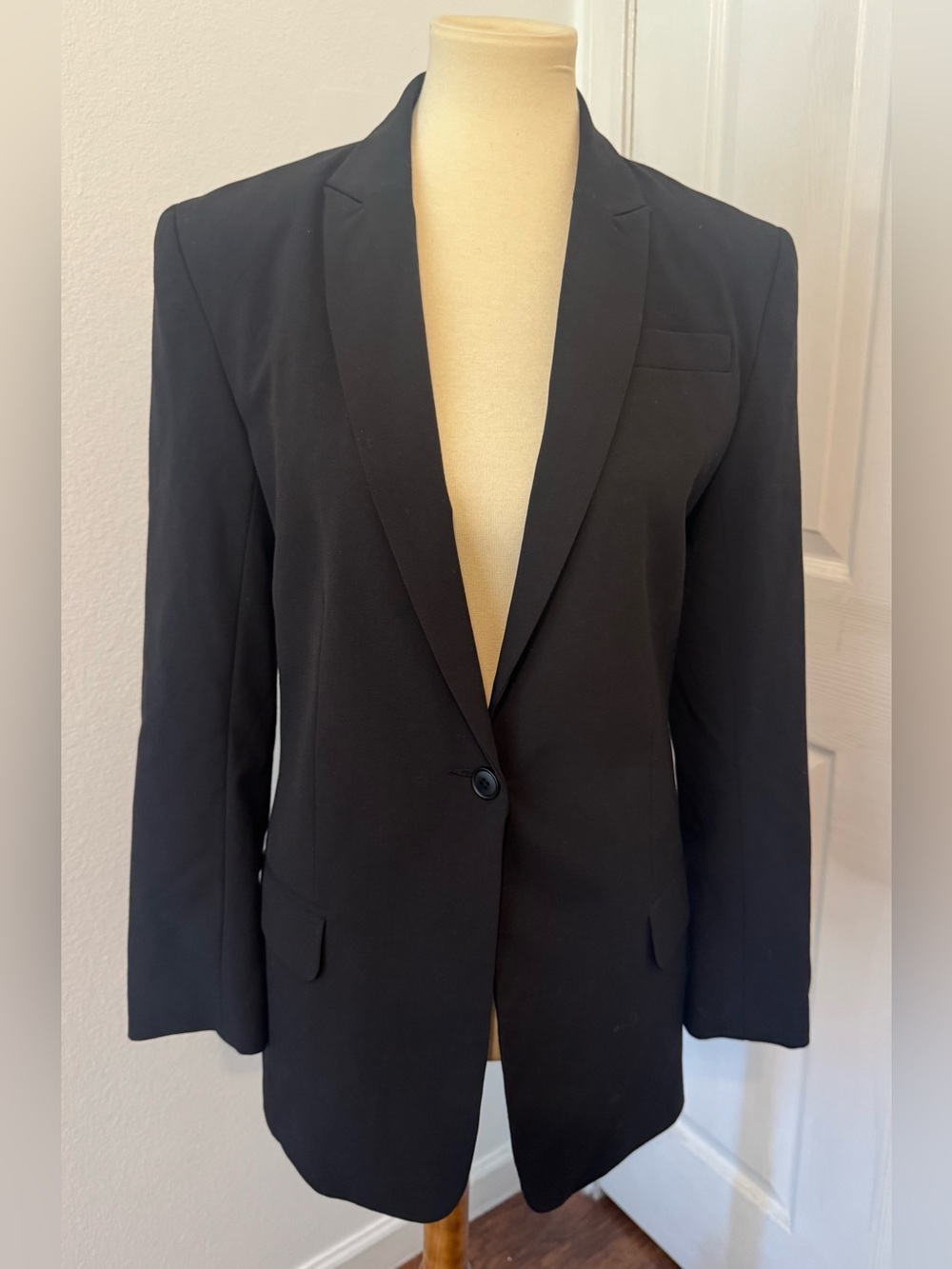 Norma Kamali Boyfriend Blazer Jacket Black Single Button Oversized Office XS